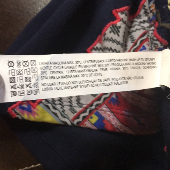 Zara Trafaluc Brand Navy/Multicolored Aztec Diamond Embroidered Mini Skirt Sz S - Picture 8 of 8